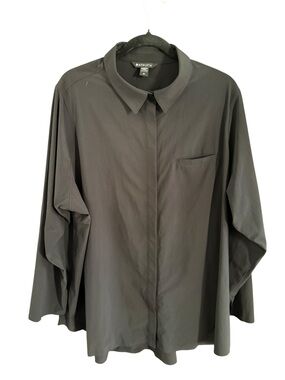 Athleta Urbanite Long Sleeve Button Down Shirt. Black. Sz. 2XL.